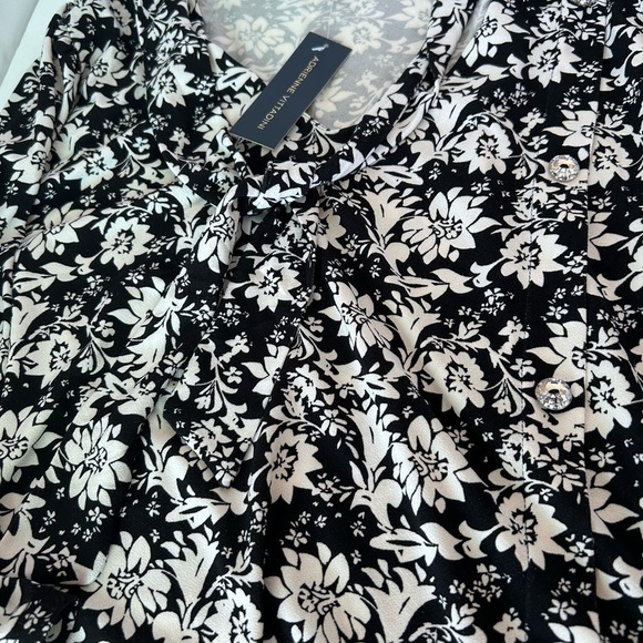 NWOT Adrienne Vittadini Black/White Floral Design With Front Tie - Picture 5 of 7